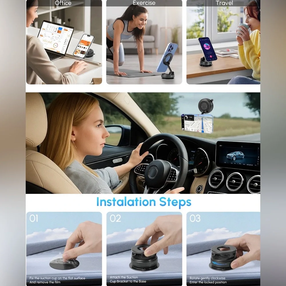 Universal Magnetic Phone Mount Stand - Black
